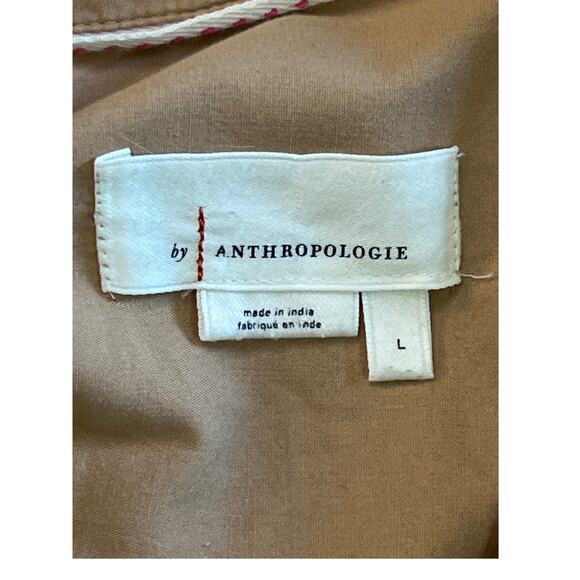 Anthropologie By Anthropologie Tan Cotton Tunic Shirt Blouse Women’s Large - Picture 2 of 8